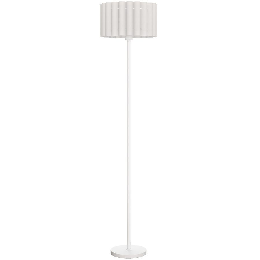 HOMCOM Stehlampe, Stehleuchte mit E27 Fassung, mit Wellenschirm Standlampe mit Fußschalter für Wohnzimmer, Schlafzimmer, exkl. Leuchtmittel, Weiß   Aosom von HOMCOM