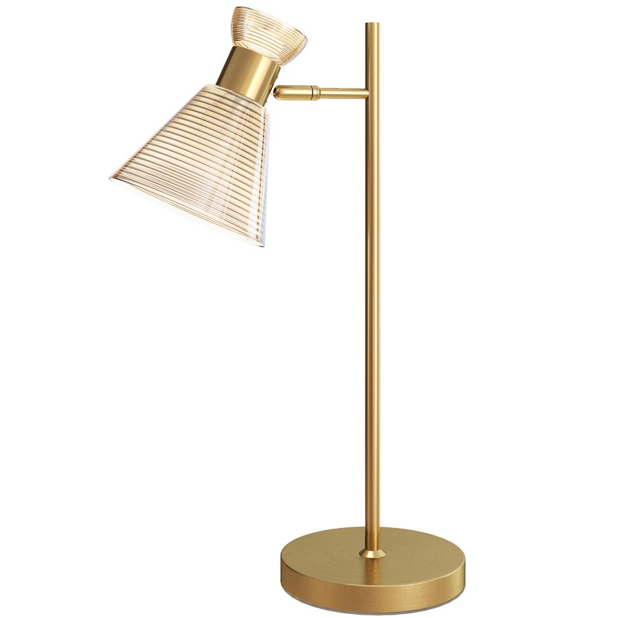 HOMCOM Moderne Tischlampe, verstellbarer bernsteinfarbener satinierten Glasschirm, E27-Fassung, Leuchtmittel nicht enthalten, für Wohnzimmer, Büro und Schlafzimmer, Gold   Aosom von HOMCOM
