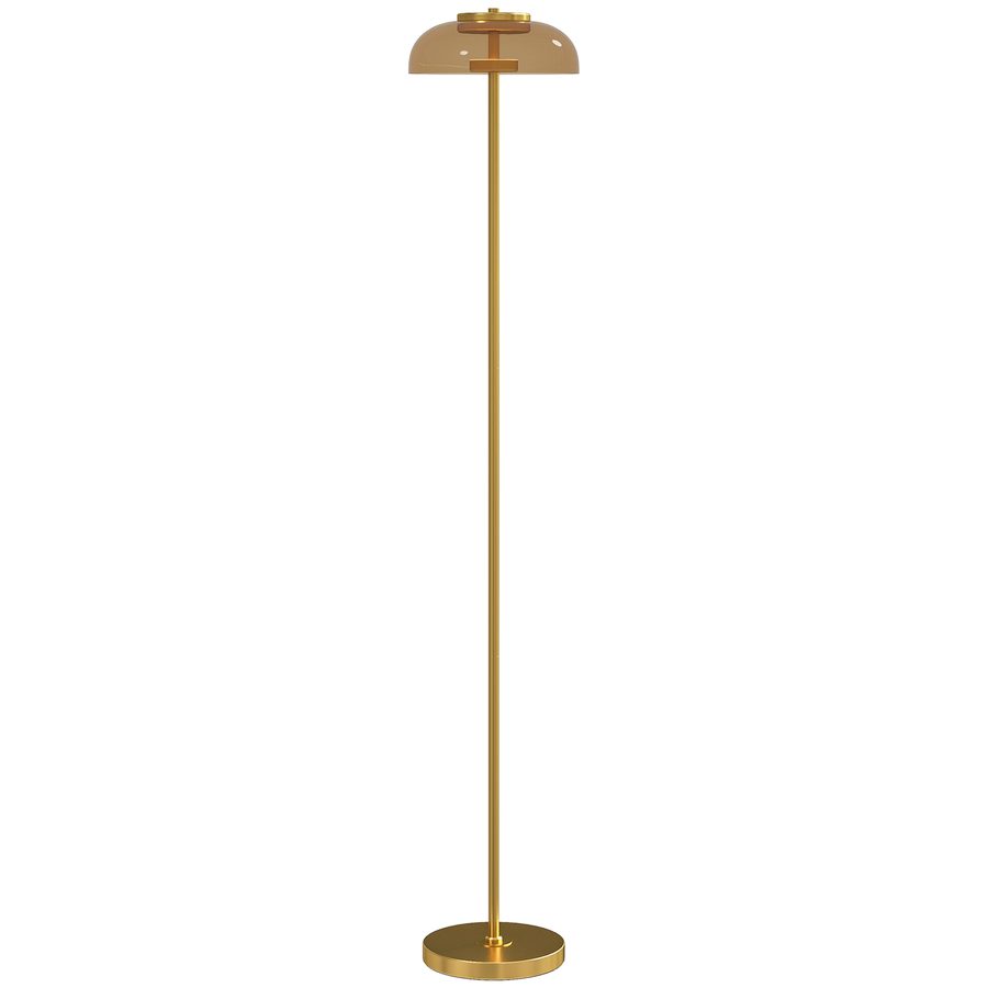 HOMCOM LED Stehlampe Wohnzimmer, Stehleuchte mit 3000 K warmem Licht Standleuchte mit Fußschalter für Wohnzimmer Schlafzimmer, exkl. Glühbirne, Messing   Aosom von HOMCOM