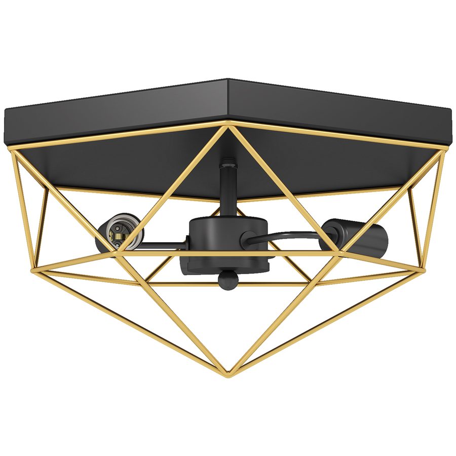 HOMCOM Deckenleuchte im Industrial-Stil, geometrische Deckenlampe mit 3 E27-Fassungen für Wohnzimmer, Wohnbereich, Schlafzimmer und Büro, Leuchtmittel nicht enthalten, Schwarz und Gold   Aosom von HOMCOM