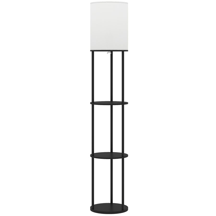 HOMCOM Stehlampe mit Ablagen, Lampe mit 3 Farbtemperaturen, Fernbedienung, für Wohnzimmer, Schlafzimmer, Büro, Schwarz   Aosom
