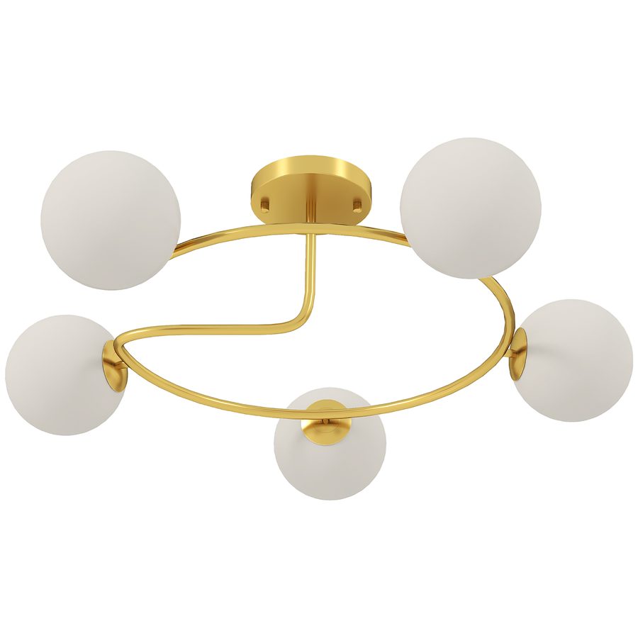 HOMCOM Deckenleuchte 20W Deckenlampe mit 5 G9-Fassungen, Eleganter Gold-Weiß-Look für Wohnzimmer, Flur, Esszimmer oder Küche, Leuchtmittel nicht enthalten   Aosom von HOMCOM