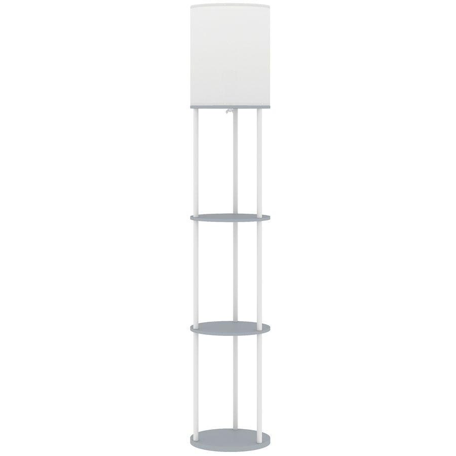 HOMCOM Stehlampe mit Ablagen, Lampe mit 3 Farbtemperaturen, Fernbedienung, für Wohnzimmer, Schlafzimmer, Büro, Grau   Aosom
