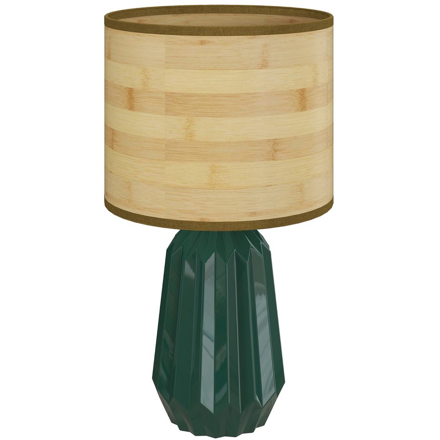 HOMCOM Tischlampe mit Keramikfuß und Leinen-Schirm Nachttischlampe im Retro-Stil mit Schalter für Schlafzimmer Wohnzimmer E27 40 W Grün und Naturholz   Aosom von HOMCOM