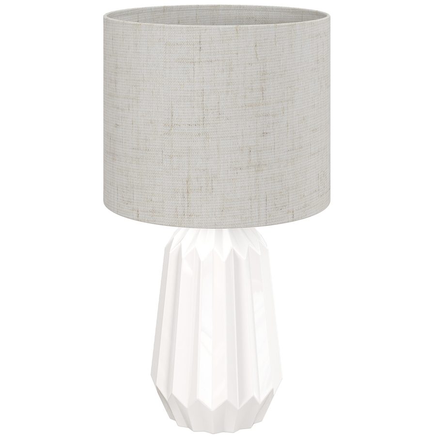 HOMCOM Tischlampe mit Keramikfuß und Leinenschirm – Retro-Nachttischlampe mit Schalter für Schlafzimmer & Wohnzimmer, E27 40W, Weiß und Beige   Aosom von HOMCOM