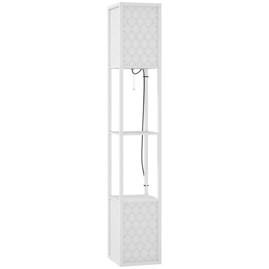 HOMCOM Stehlampe Wohnzimmer mit Regal, Stehleuchte Standleuchte mit E27 Fassung für Wohnzimmer Schlafzimmer, exkl. Glühbirne Weiß   Aosom von HOMCOM