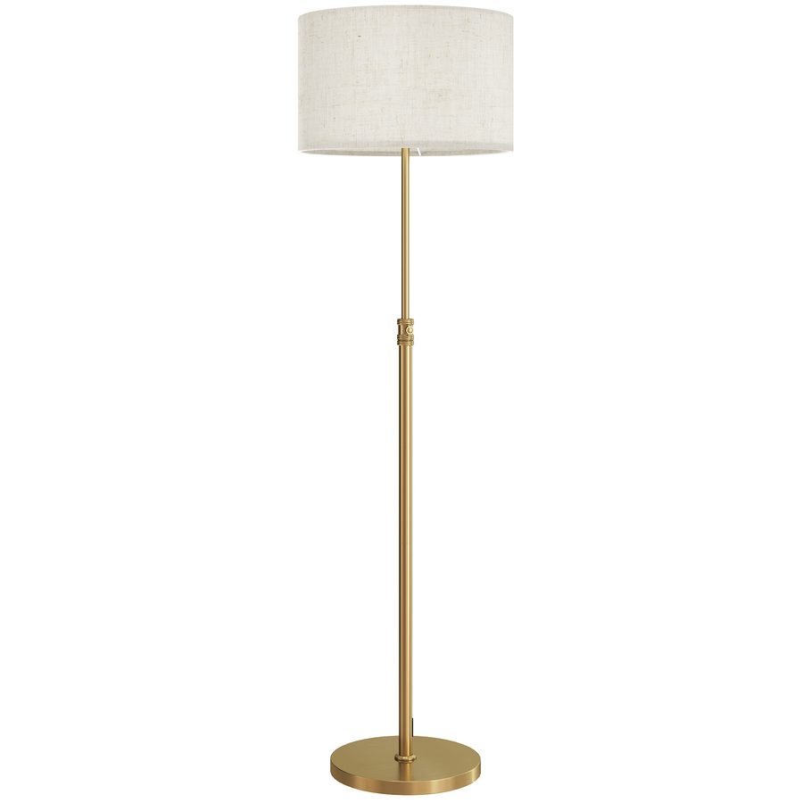 HOMCOM Stehlampe Wohnzimmer mit Fernbedienung, höhenverstellbar 133-168 cm, dimmbar 3000-6000 K, einstellbare Farbtemperatur, Leinen-Lampenschirm, 1-Stunden-Timer, Fußschalter, gold   Aosom von HOMCOM