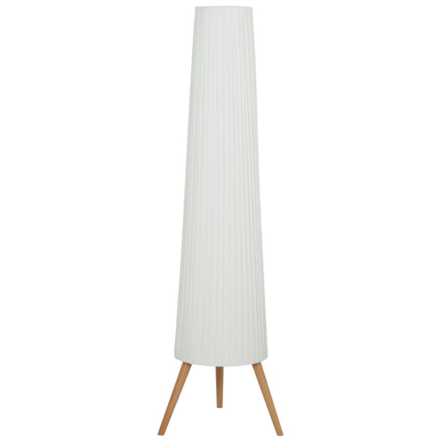 HOMCOM LED Stehlampe Wohnzimmer Dimmbar Holz mit Dreibein, Stehleuchte mit Fußschalter nordische Standleuchte für Wohnzimmer Schlafzimmer Weiß   Aosom von HOMCOM