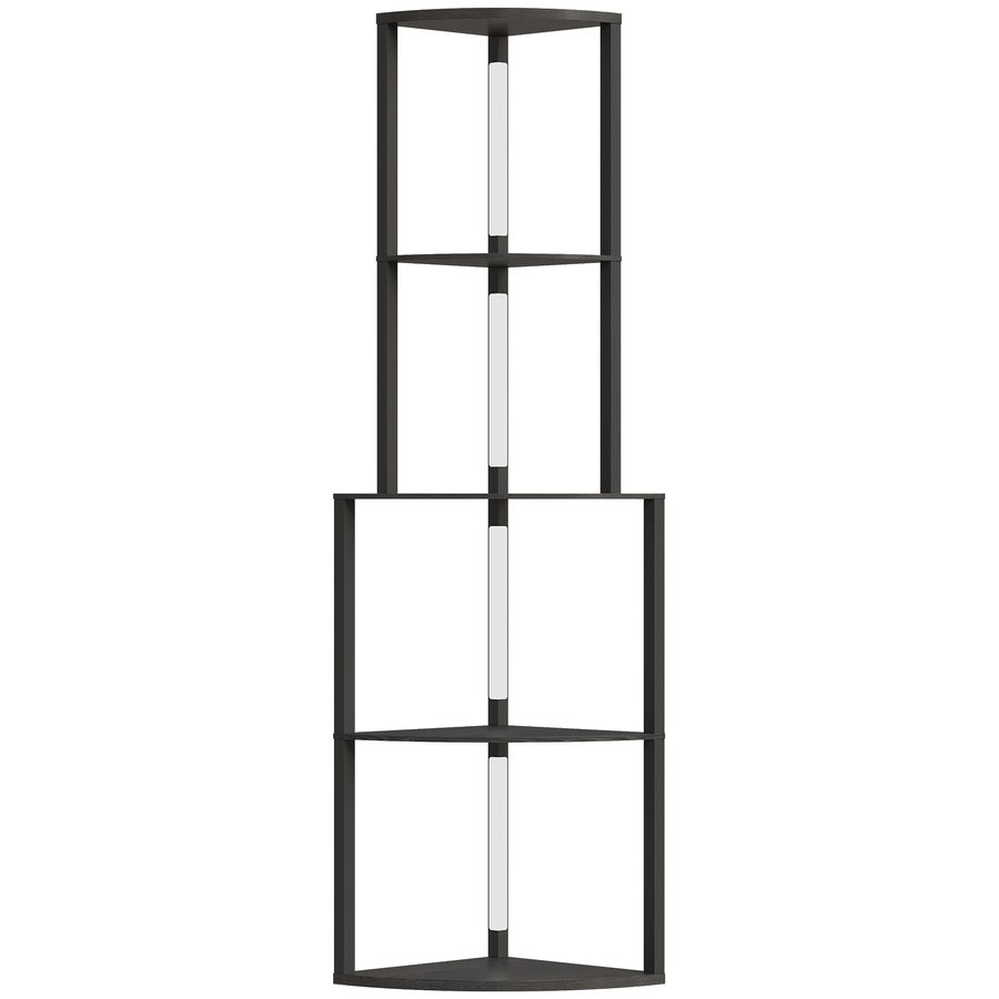 HOMCOM Stehleuchte mit 4 Ablagen, dimmbare LED-Ecklampe, Fußschalter, für Wohn-/Schlafzimmer & Büro, Schwarz   Aosom von HOMCOM