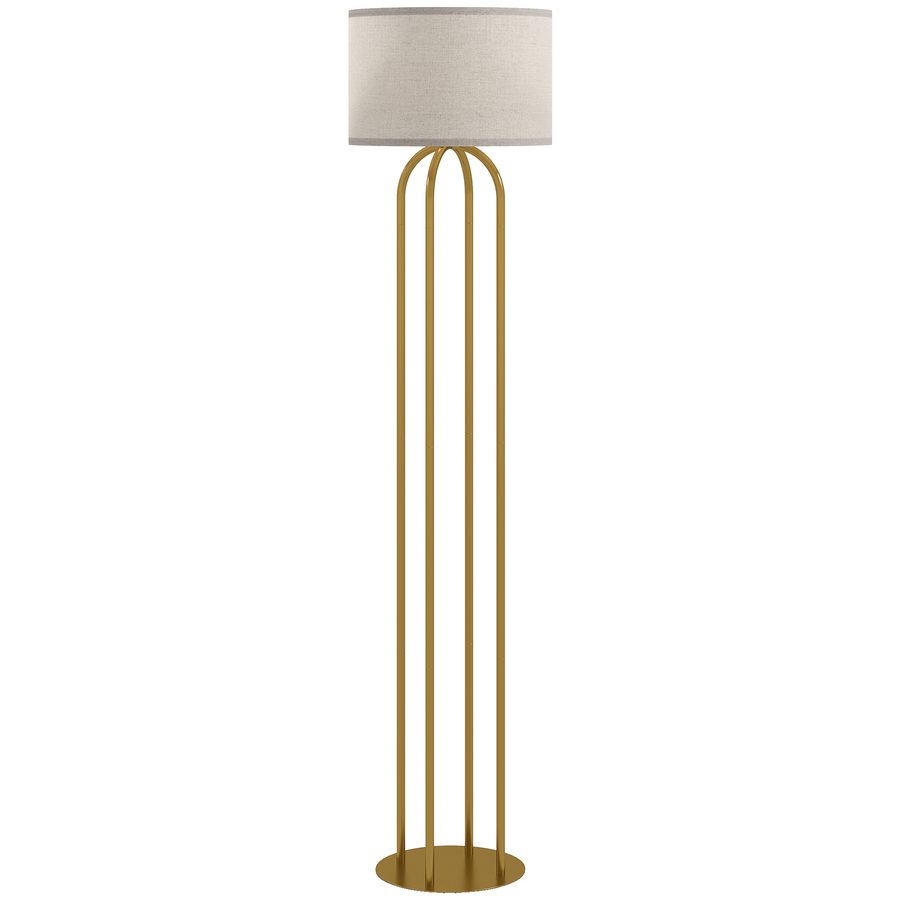HOMCOM Wohnzimmer-Stehlampe, moderne Stehlampe mit Leinen-Lampenschirm und Fußschalter, E27-Sockel, Leuchtmittel nicht enthalten, für Wohnzimmer und Schlafzimmer, gold und beige   Aosom von HOMCOM