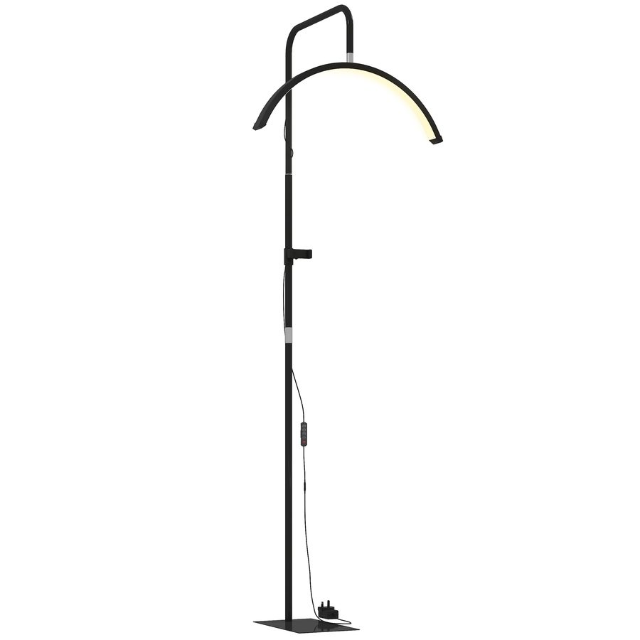 HOMCOM Stehlampe Stehleuchte mit 350° drehbarem Kopf, 7 Farbtemperaturen und Handyhalter, dimmbare Standleuchte für Wimpernverlängerung, Tattoo, Nägel, Hautpflege, Schwarz   Aosom von HOMCOM