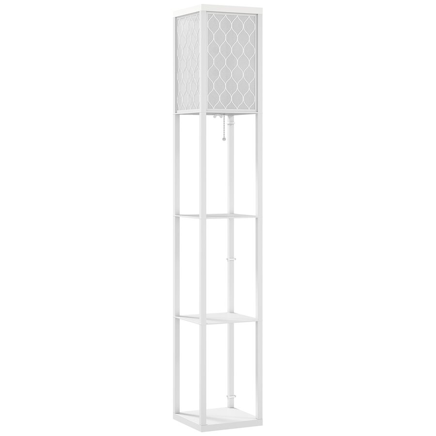 HOMCOM Stehlampe Wohnzimmer mit Regal, Stehleuchte Standleuchte mit E27 Fassung für Wohnzimmer Schlafzimmer, exkl. Glühbirne   Aosom