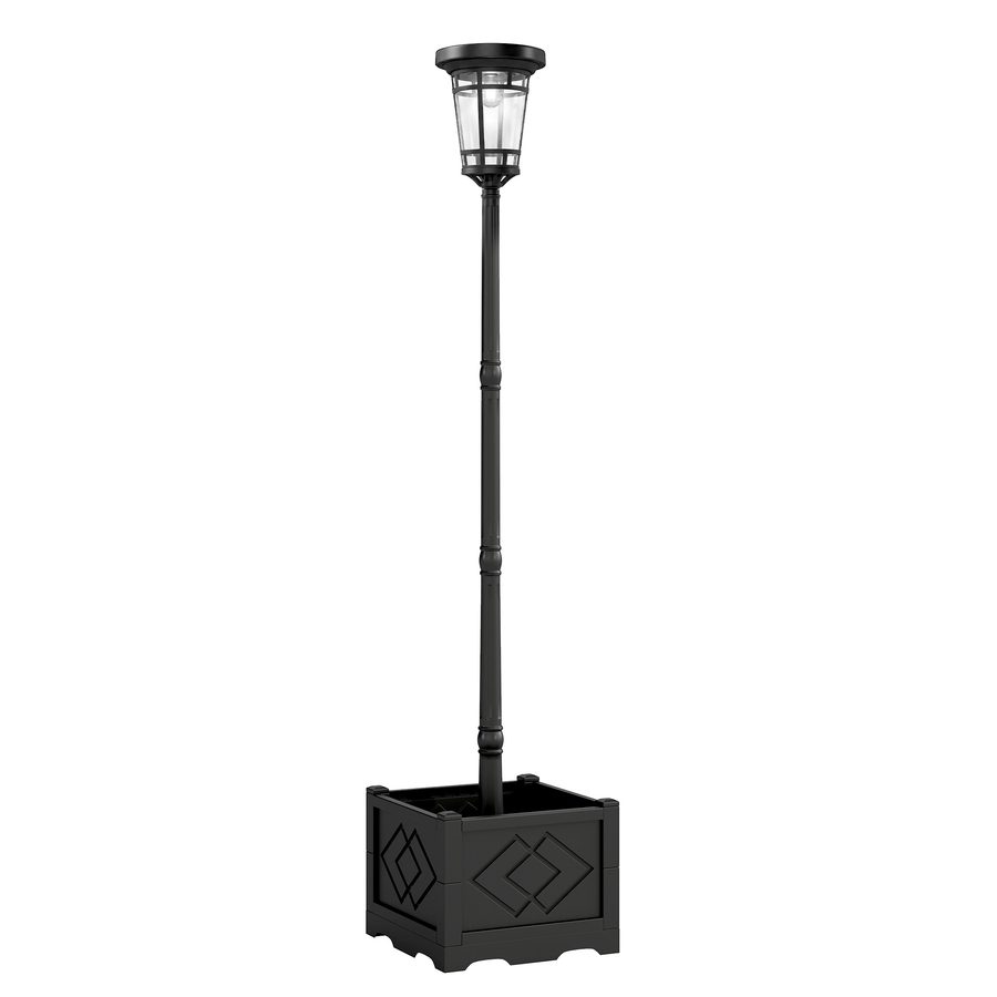 Outsunny Solar Laterne Stehleuchte mit Blumentopf 195cm Außen Gartenlaterne mit 2 Helligkeitsstufen Lichtsensor Schalter IP44 Solarlampen Solarlaterne Solar Laternen für Garten Balkon   Aosom von Outsunny