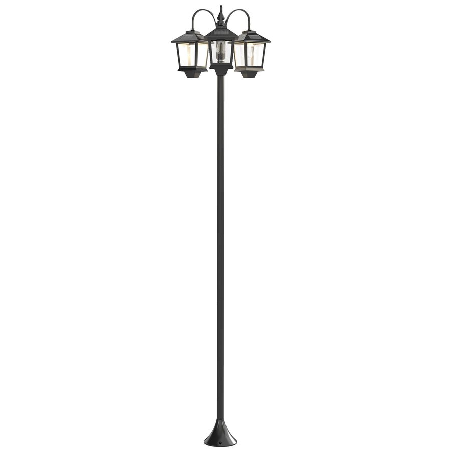 Outsunny Außen-Standlaterne mit 3 Köpfen, Solar-Standlampe, LED-Beleuchtung, automatischer Dämmerungs-/Morgensensor, IP44, Höhe 188 cm, für Garten, Hof oder Einfahrt, schwarz   Aosom von Outsunny