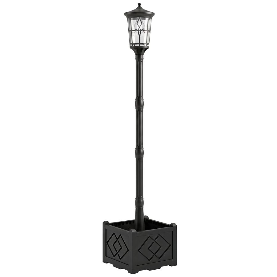 Outsunny Solar-Gartenlaterne mit Pflanzgefäß, LED-Außenleuchte, 2 Helligkeitsstufen 100/50 lm, wasserdicht IP44, automatische Ein-/Ausschaltung, für Terrasse, Patio, 41,5x41,5x202,5 cm   Aosom von Outsunny