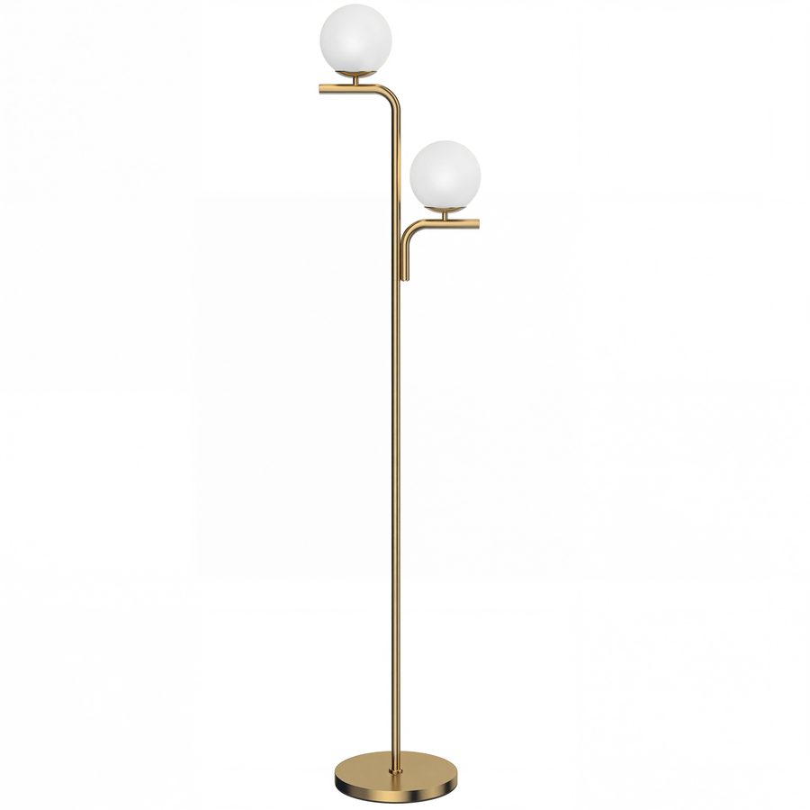 HOMCOM LED-Stehlampe, moderne Lampe mit 3 Farbtemperaturen, Glaskugelschirme und Fußschalter, für Wohnzimmer, Schlafzimmer und Büro, Gold   Aosom von HOMCOM