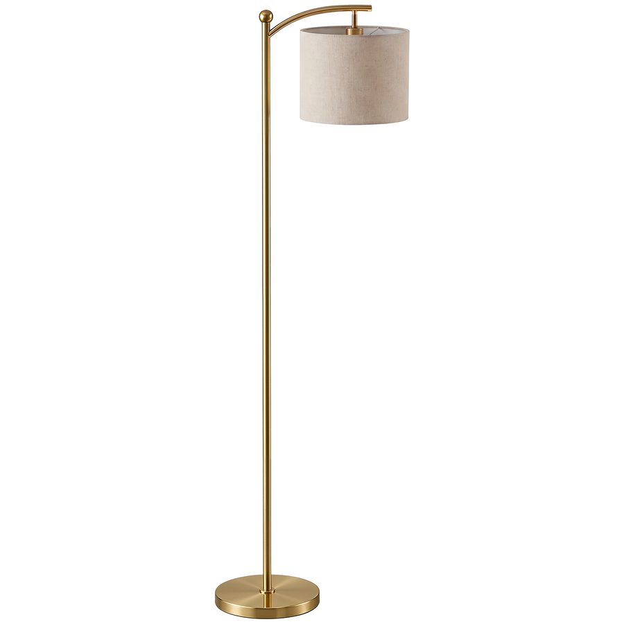 HOMCOM LED Stehlampe Stufenlos Dimmbar Stehleuchte mit Lampenschirm aus Stoff, Fußschalter, Standleuchte mit 11 einstellbaren Helligkeitsstufen, Timer für Wohnzimmer Gold   Aosom von HOMCOM
