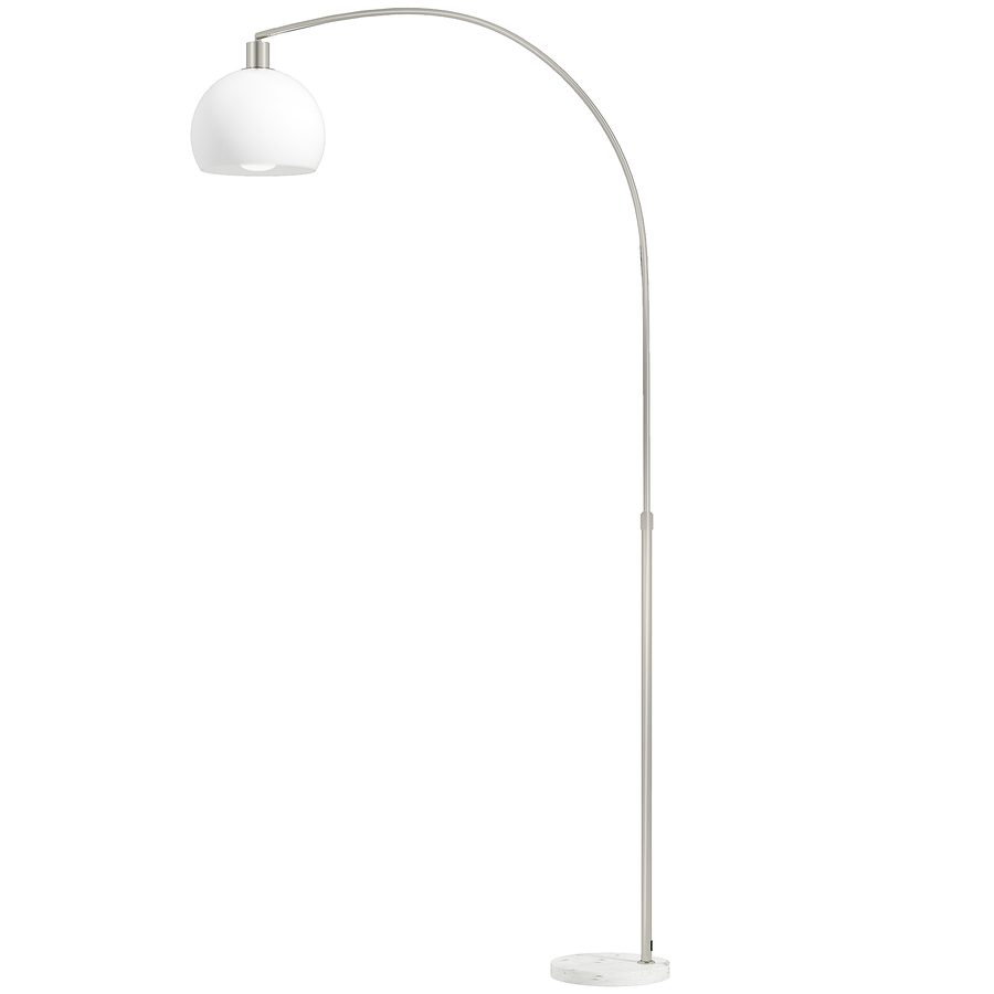 HOMCOM Stehlampe Wohnzimmer im Bogen Design mit Marmorsockel Stehleuchte mit Lampenschirm Fußschalter E27 Fassung, für Schlafzimmer Büro, exkl. Glühbirne Weiß   Aosom von HOMCOM