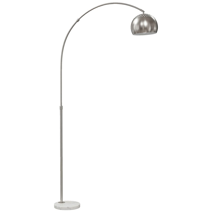 HOMCOM Stehlampe Wohnzimmer im Bogen Design mit Marmorsockel, Stehleuchte mit Verstellbarem Lampenschirm Fußschalter E27 Fassung, für Schlafzimmer Büro, exkl. Glühbirne Silber   Aosom von HOMCOM