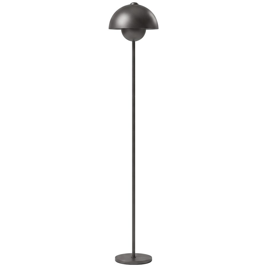 HOMCOM Stehlampe Wohnzimmer Stehleuchte mit rundem Schirm, reflektierendes Licht, Fußschalter, Standleuchte mit Metallständer, E27 Fassung für Schlafzimmer, Büro Grau   Aosom von HOMCOM