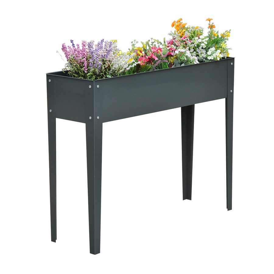 Outsunny Hochbeet Kräuterbeet Pflanzkasten mit Füßen und 3 Abflusslöchern 100 x 30 x 80 cm aus Metall für Garten und Balkon   Aosom.de von Outsunny