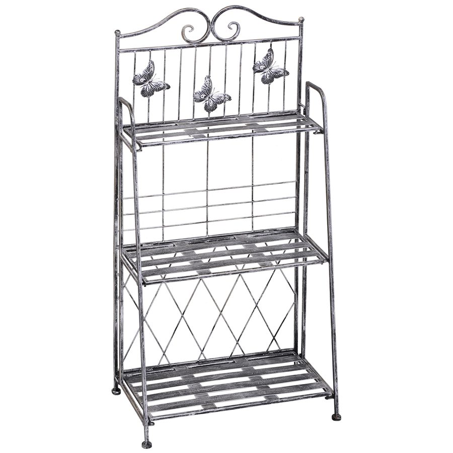 Outsunny Pflanzregal Metall Blumenständer 3 Ebenen Blumentreppe für Garten Silbergrau 44x25x96cm dekorativ & platzsparend   Aosom.de von Outsunny