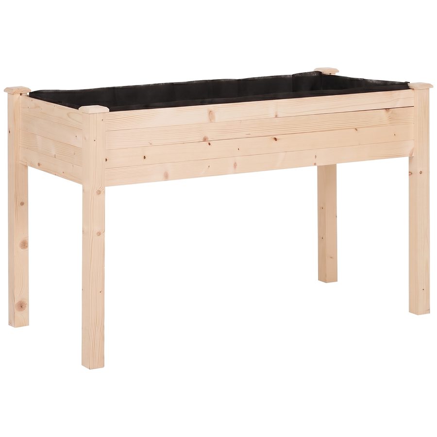 Outsunny Hochbeet 1225x565x760mm Pflanzkasten Blumenkasten Kräuterbeet mit Abflusslöchern Vliesstofftuch aus massivem Holz für Garten & Balkon   Aosom.de von Outsunny
