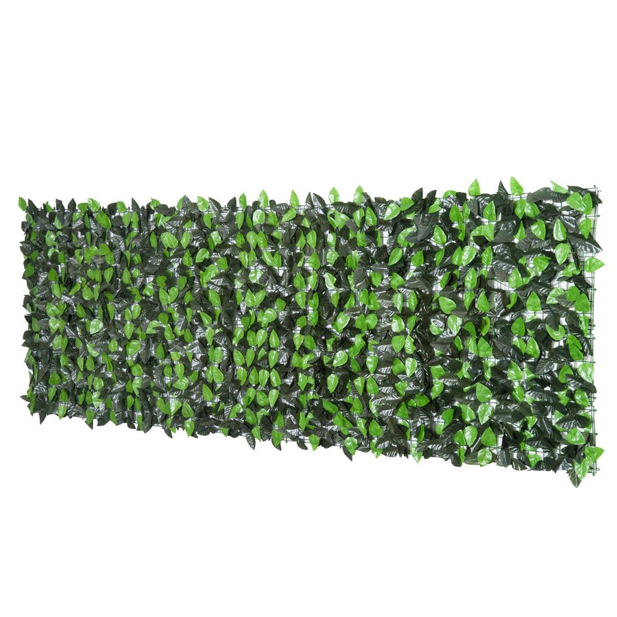 Outsunny Pflanzenwand künstlich 1 Stück 300 cm× 100 cm, Realistisches Aussehen, Balkon Sichtschutz, Outdoordekoration, Dunkelgrün   Aosom von Outsunny