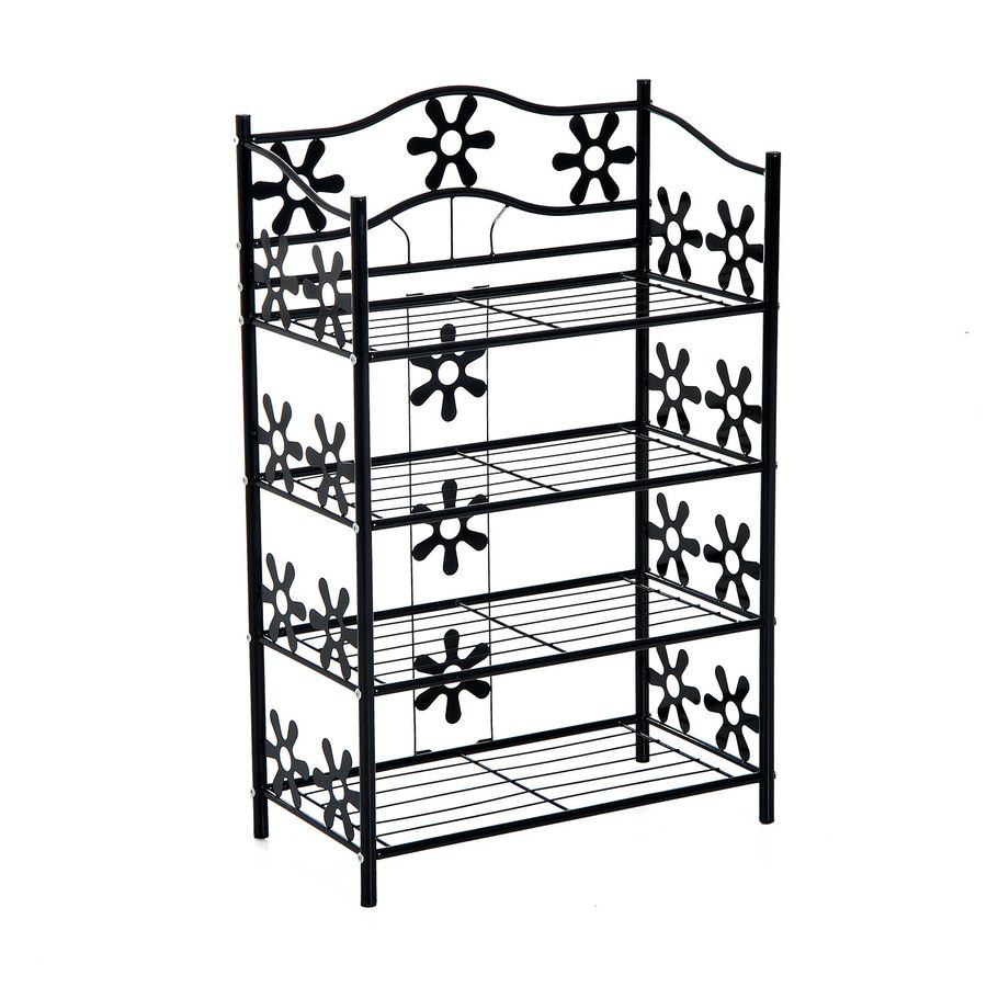 HOMCOM kleines Schuhregal Platzsparend Blumenregal Pflanzentreppe Standregal Ständer 4 Etagen Metall Schwarz 59,5 x 30 x 92 cm   Aosom.de von HOMCOM