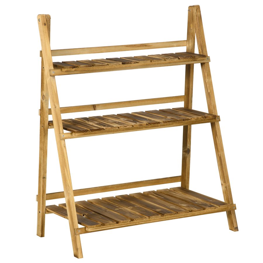 Outsunny Pflanzentreppe Blumenbank 3 Stufen Blumenregal aus Tannenholz dunkelbraun 80 x 37 x 93 cm für Garten & Balkon   Aosom.de von Outsunny