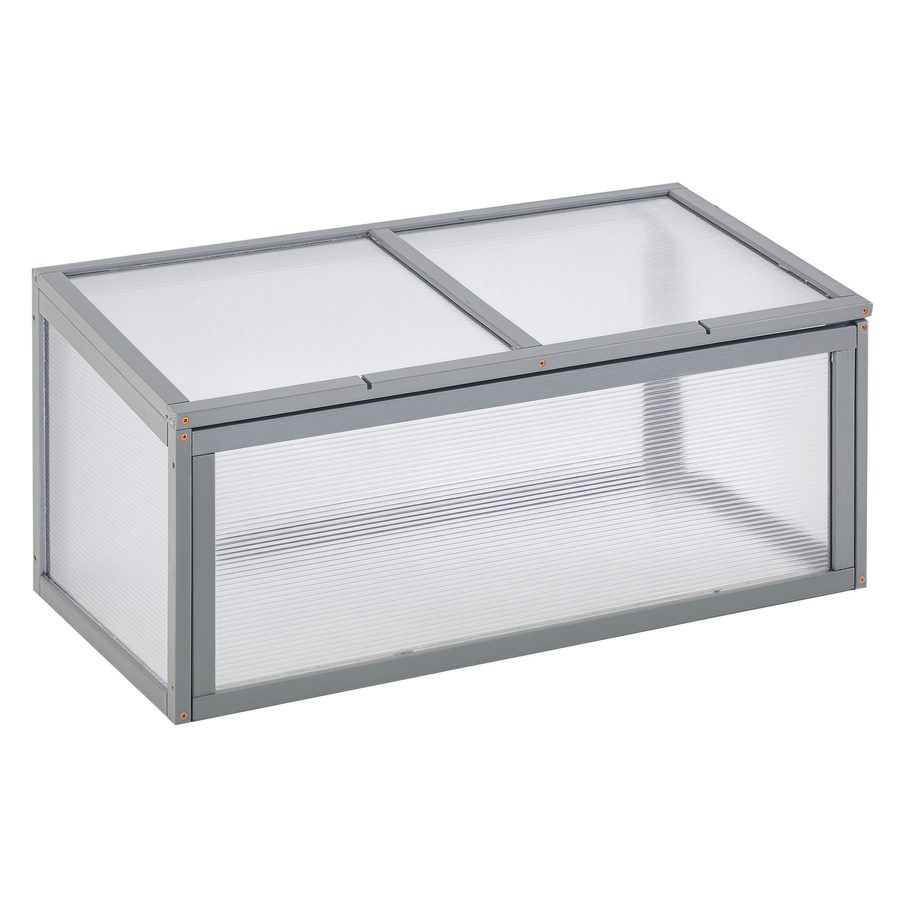 Outsunny Frühbeet Treibhaus mit Abdeckung, wetterfest, aus Holz und Polycarbonat, Grau, 90x46x40cm  Aosom von Outsunny