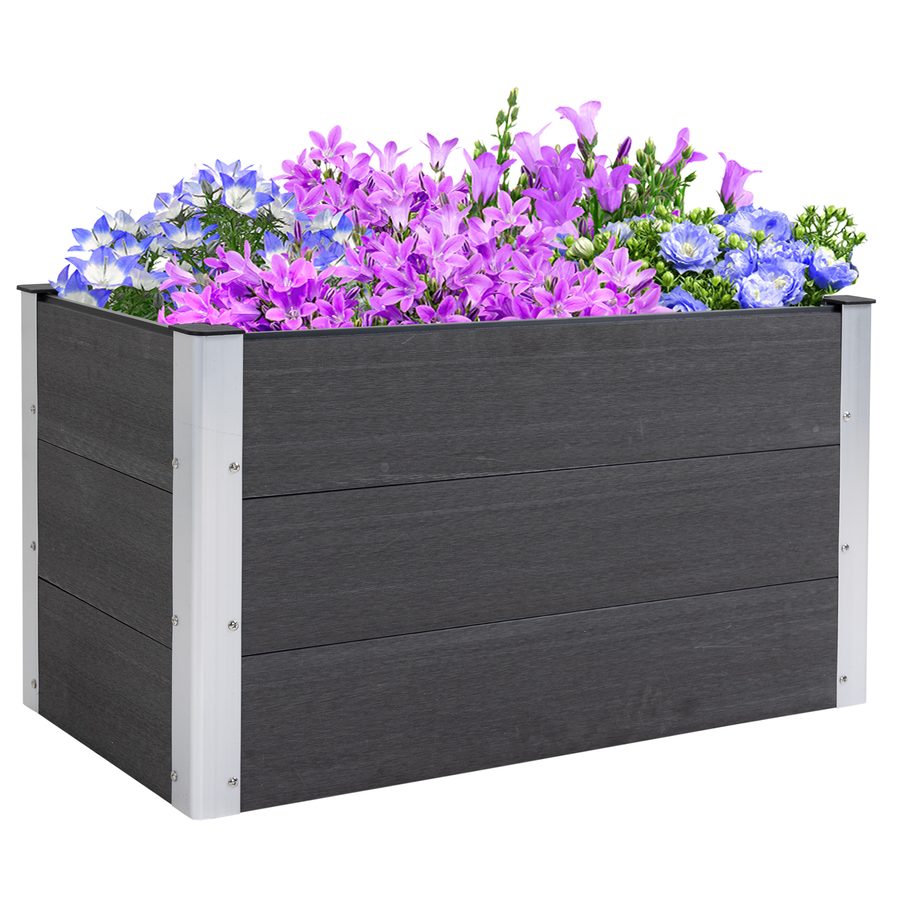 Outsunny Hochbeet  Wetterfester Pflanzkasten aus WPC + Aluminium, ohne Boden, Grau, 100x50x50cm  Aosom von Outsunny