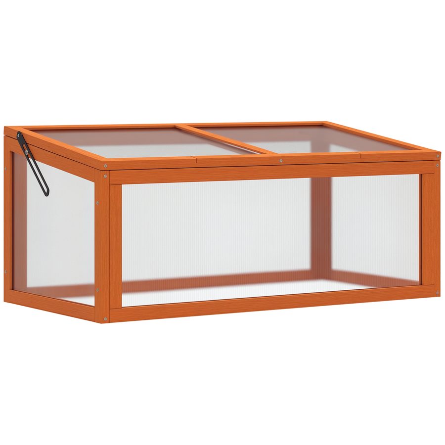 Outsunny Frühbeet Treibhaus mit Abdeckung, wetterfest, aus Holz und Polycarbonat, Orange, 90x46x40cm  Aosom von Outsunny