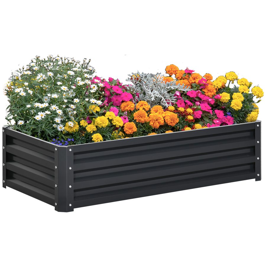 Outsunny Hochbeet aus Stahl, rostfreier Pflanzkasten 120 x 60 x 30,5 cm, offenes Gemüsebeet & Kräuterbeet für Garten und Balkon, Grau   Aosom.de von Outsunny