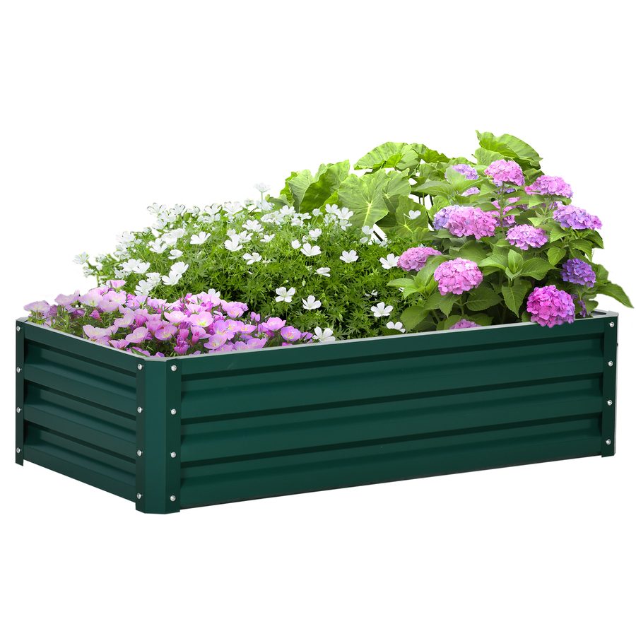 Outsunny Hochbeet aus Stahl Pflanzkasten rostfrei Gemüsebeet mit offenem Boden für Garten Balkon Grün 120x60x30,5cm   Aosom.de von Outsunny