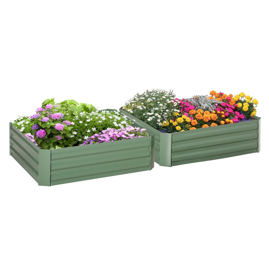 HOMCOM Gartenbeet Pflanzkasten 100x100x30cm aus verzinktem Stahl in Grün für Gemüse & Blumen   Aosom.de von Outsunny