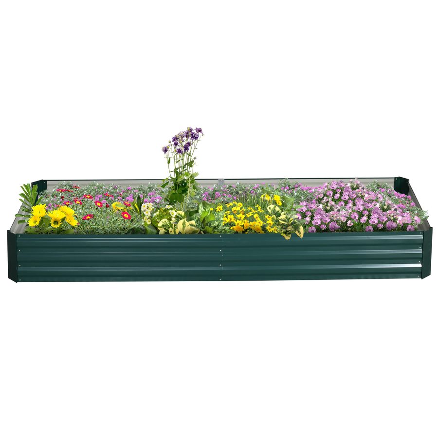 Outsunny Hochbeet Gartenbeet Stahl 241x90,5x30cm für Balkon, ideal für Kräuter & Gemüse, wetterfest und langlebig   Aosom.de von Outsunny