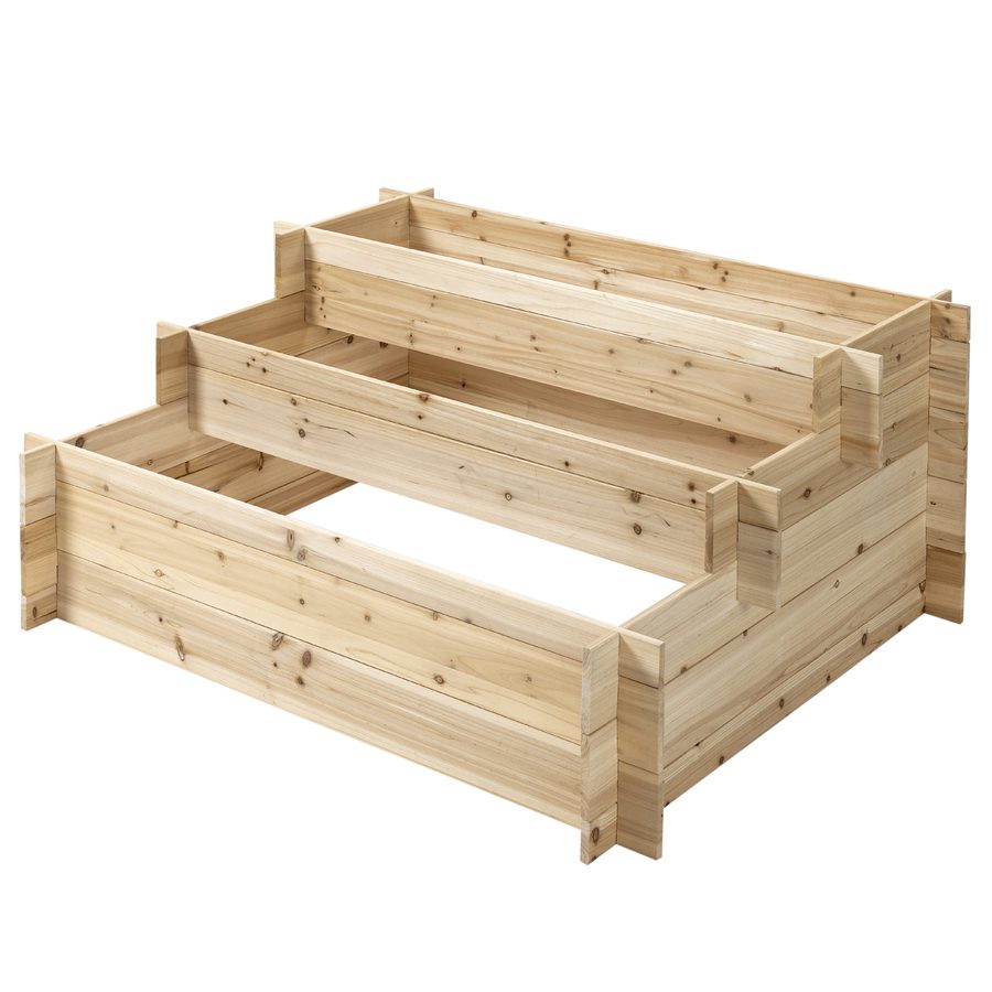 Outsunny Gartenbeet-Pflanzkiste aus Holz mit 3 Ebenen, erhöhtes Gartenbeet für den Außenbereich, Blumen, Gemüse und Kräuter, 120x100x54 cm   Aosom von Outsunny