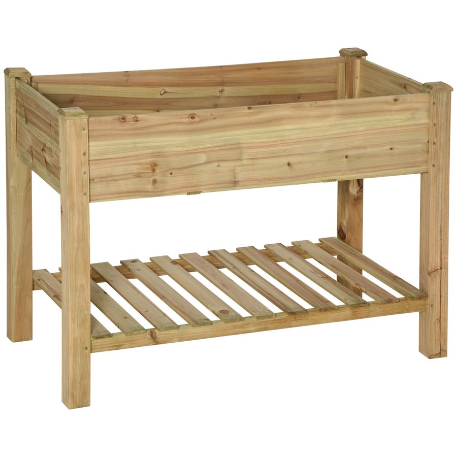 Outsunny Hochbeet mit Ablage aus Holz, aufgeständertes Pflanzbeet auf Beinen, Ablauflöcher, für Pflanzen, Blumen, Gemüse, 113 x 56 x 84 cm, grün   Aosom von Outsunny