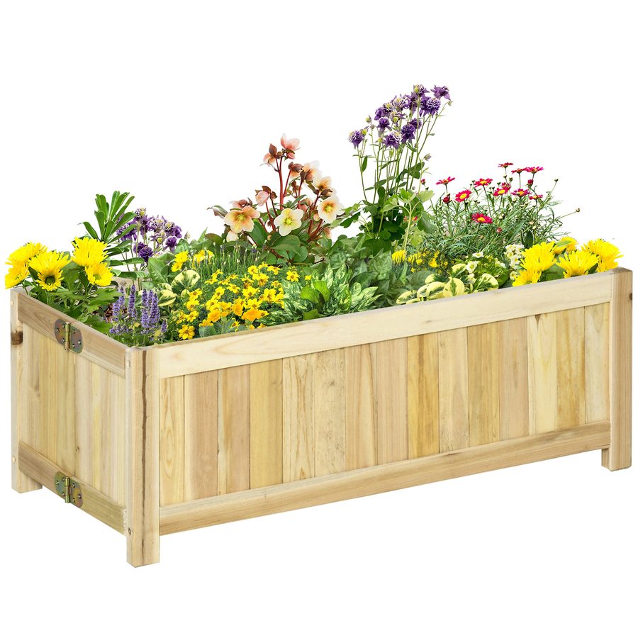 Outsunny Hochbeet klappbarer Pflanzkasten 70x30x25cm für Garten Terrasse Balkon aus Tannenholz Natur   Aosom.de von Outsunny