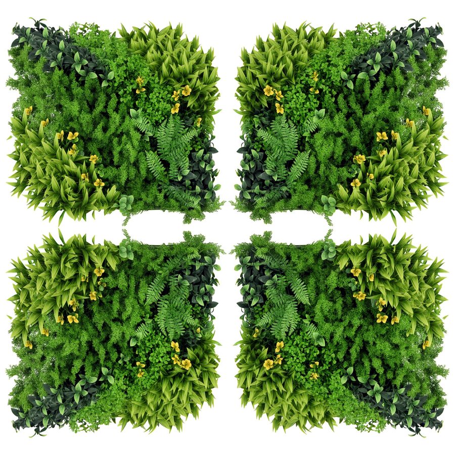 Outsunny Künstliche Pflanzenwand 12 Stück UV-Schutz Sichtschutz 50x50 cm mehrblättriges Design für Garten Balkon Terrasse   Aosom.de von Outsunny