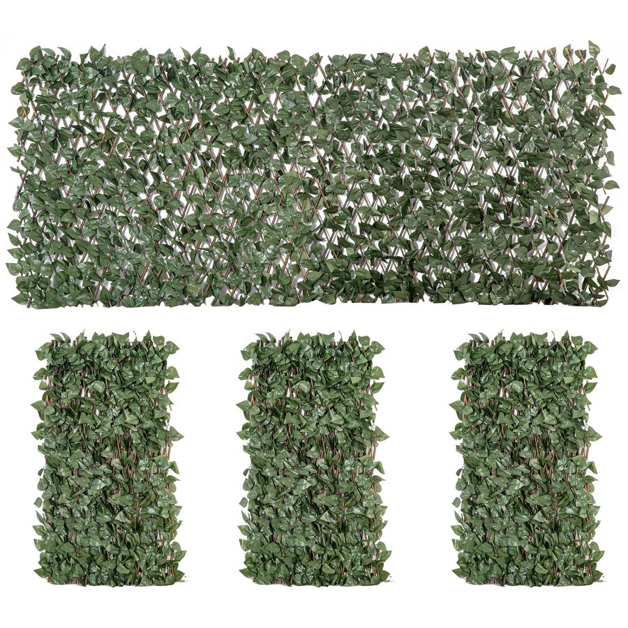 Outsunny 4er-Set künstliche Efeu-Hecken, Sichtschutzwand mit Blättern, erweiterbar, Polyester/Weide, dekorativer künstlicher Zaun 200 x 100 cm für Garten Balkon Terrasse, Grün   Aosom von Outsunny