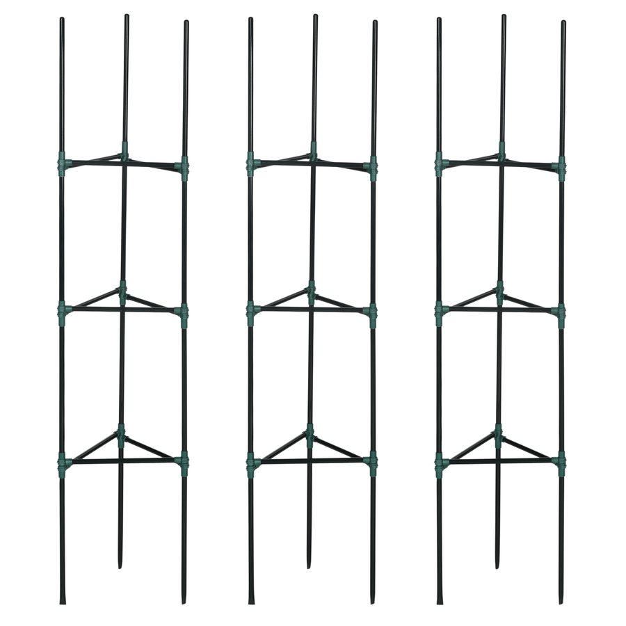 Outsunny Rankhilfe 3er-Set Pflanzenhalter für Gartenpflanzen Stützstangen und Tomatenkäfige aus Stahl in Grün 38 x 38 x 182 cm für Kletterpflanzen   Aosom.de von Outsunny