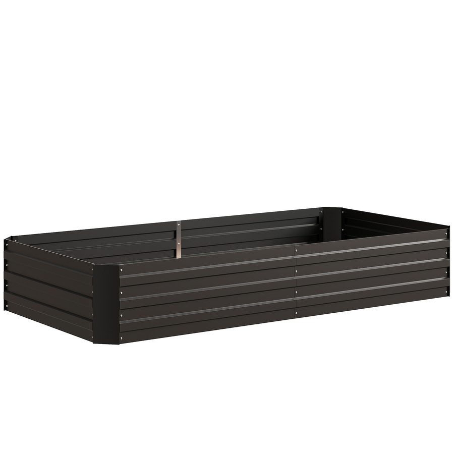 Outsunny Hochbeet rechteckige Pflanzwanne aus verzinktem Stahl große Kapazität 180 x 90 x 29,5 cm mit Rankhilfen für Tomaten und Kletterpflanzen   Aosom von Outsunny