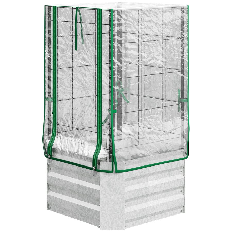 HOMCOM Hochbeet Set Pflanzkasten mit Kunststoffabdeckung und Rankgitter für Kletterpflanzen 53x53x90cm ideal für Garten und Balkon   Aosom.de von Outsunny