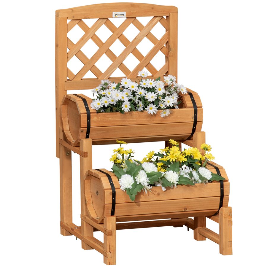 Outsunny Hochbeet Holz Blumenkasten mit Rankhilfe 45 x 45 x 80 cm rustikales Design für Garten Terrasse Balkon Gelb Gemüsebeet   Aosom.de von Outsunny