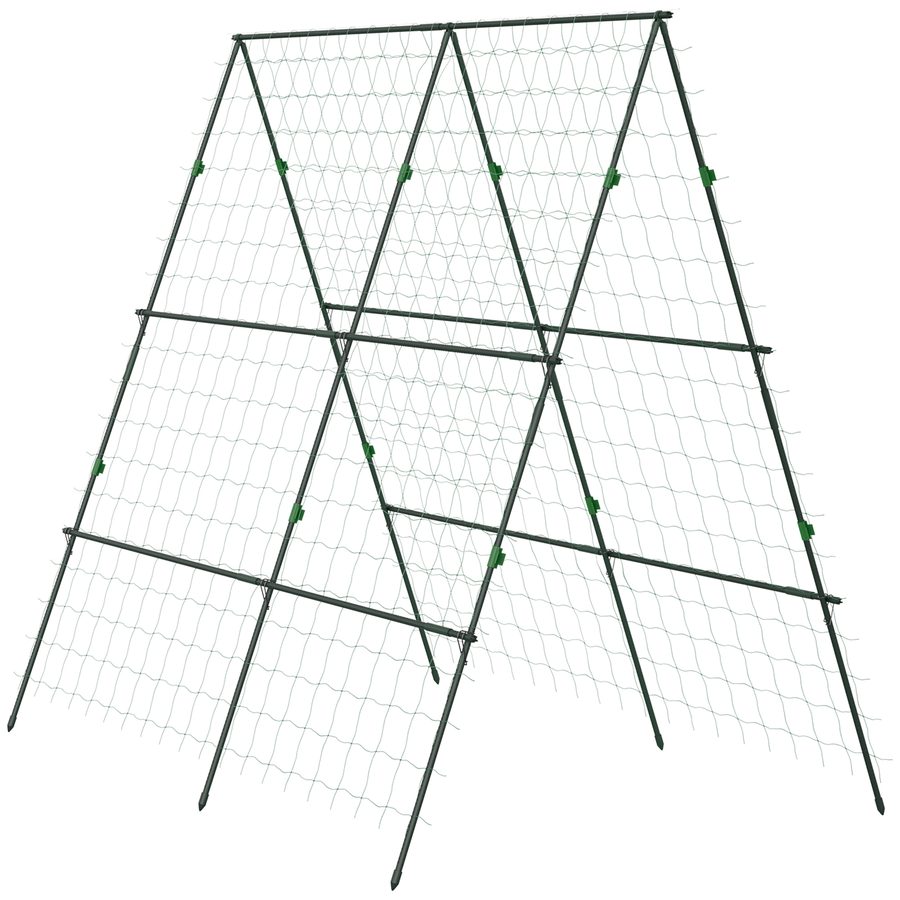 Outsunny Rankgitter verstellbare Rankhilfe Pflanzengitter Spalier Pflanzengerüst mit Netz für Garten Stahlrahmen grün 180 x 100 x 180 cm   Aosom.de von Outsunny
