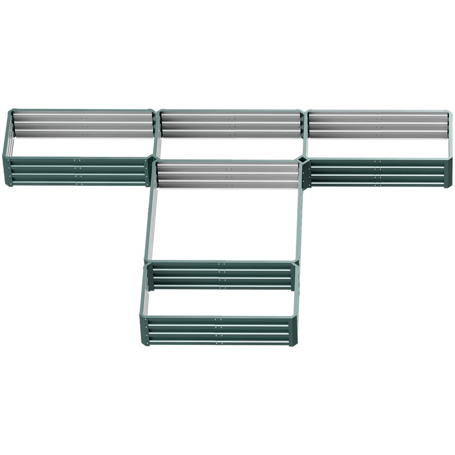 Outsunny Hochbeet Hochbeet aus modularem Stahl für den Garten, Set mit 5 Hochbeeten für Gemüse, Pflanzen, Blumen, Abmessungen 245L x 242B x 31H cm Grün   Aosom von Outsunny