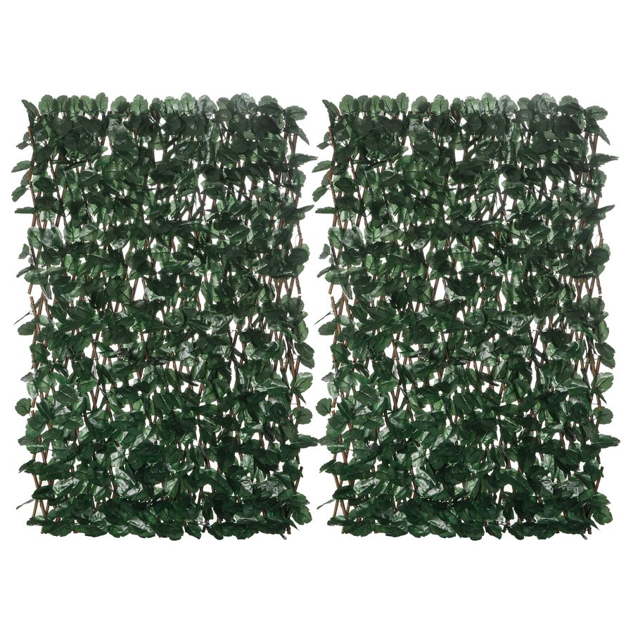 Outsunny Künstlicher Laubzaun Sichtschutzzaun 2 Paneele verstellbare Länge 295 x 70 cm erweiterbares Geflecht realistisches Blattwerk aus PE Grün   Aosom von Outsunny
