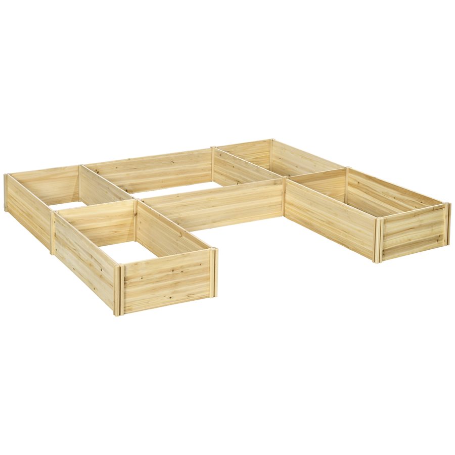 Outsunny Set mit 5 modularen Blumenbeeten aus vorimprägniertem Fichtenholz für den Außenbereich, Abm. 230L x 230B x 28H cm Naturholz   Aosom von Outsunny